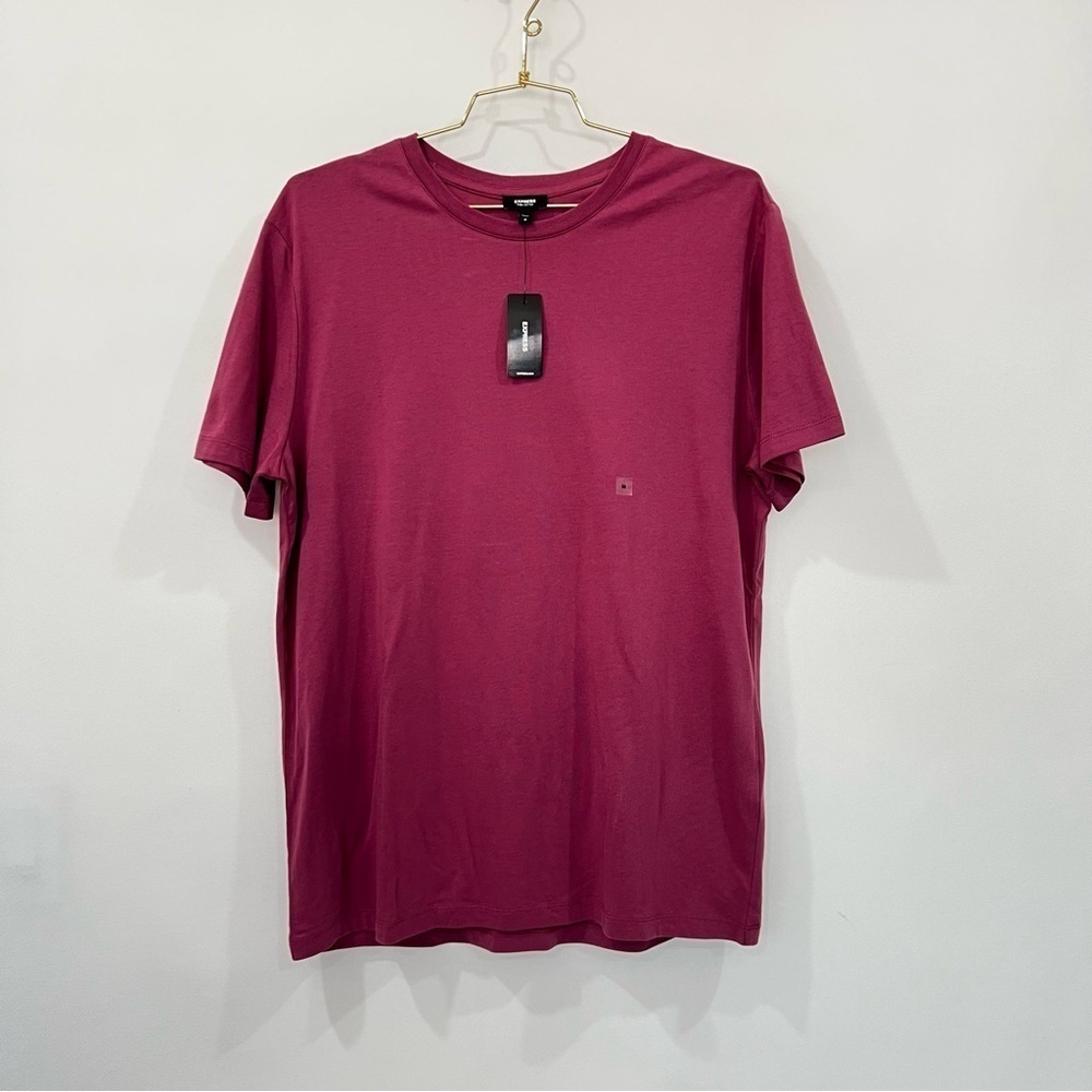 Express Pima Cotton Crew-Neck T-Shirt Fuchsia Berry Short Sleeve Size Medium